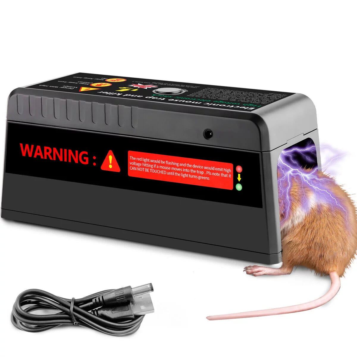 Electric Rat Trap with 8000V Humane Sizehock Chamber Mouse Killer Zapper for Homes Outdoor Indoor , Mice Chipmunks Sizequirrels