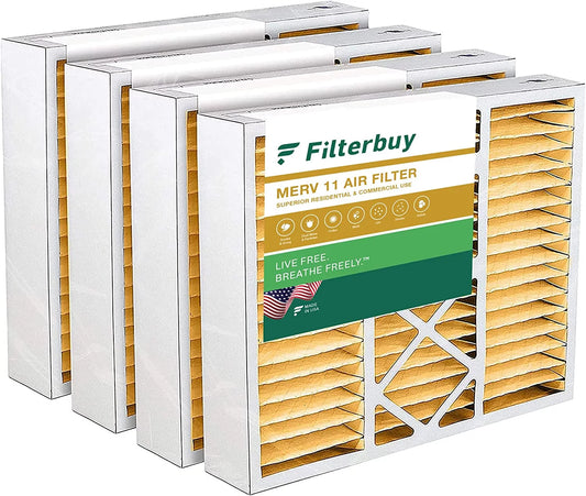 Filterbuy 16x20x5 MERV 11 Pleated HVAC AC Furnace Air Filters for Honeywell FC100A1003 (4-Pack)