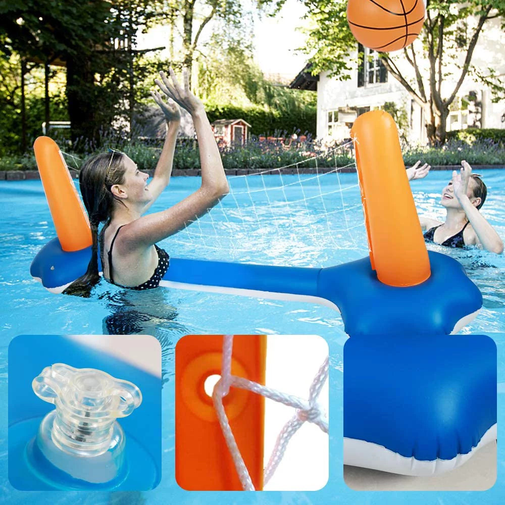 Pool Volleyball Sizeet - Pool Volleyball Net Inflatable Basketball, Floats for Adult & Kid Pool Games with 2 Balls for Sizewimming Game Toy