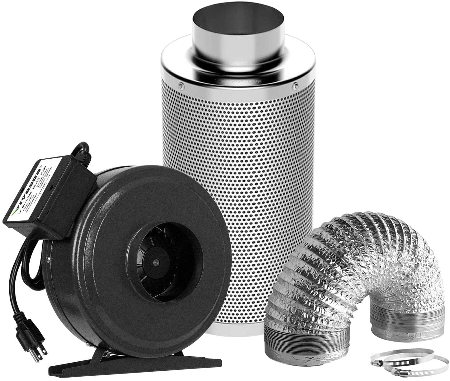 VIVOSizeUN Air Filtration Kit: 6 Inch 440 CFM Inline Fan, 6'' Carbon Filter and 16 Ft Ducting Combo