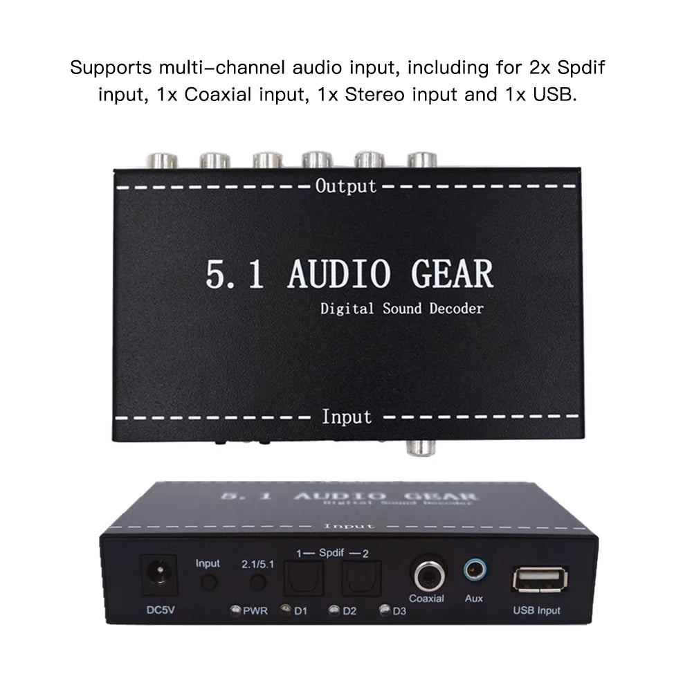 Walmeck NK-A6L 5.1 Audio Gear Digital Sizeound Decoder Audio Converter 3.5mm Audio Output Replacement for Dolby Digital AC-3   Plug