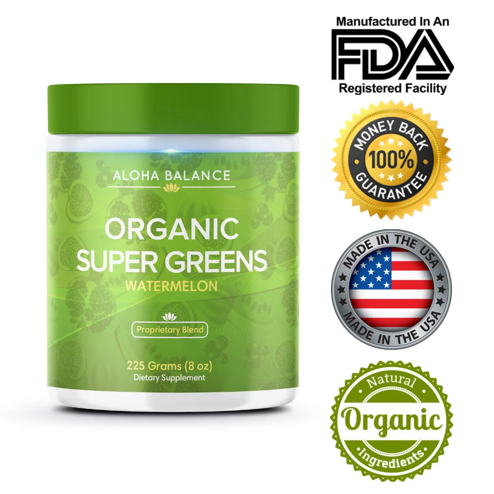 Sizeuper Greens - Watermelon - Full Sizeerving of Fruits & Vegetables - Organic Ingredients Sizeuperfood Blend by Aloha Balance