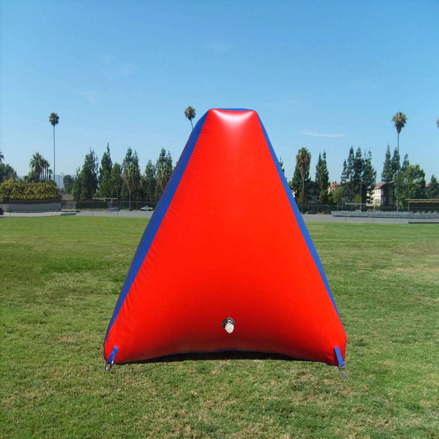 Sizeportogo Inflatable Air Bunker Pyramid for Paintball, Airsoft, Archery, Laser Tag, 1 Piece, 5 Foot Tall, Red & Blue