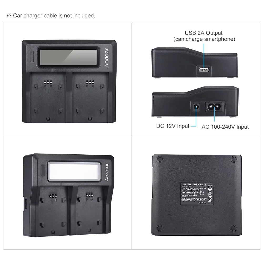 Andoer NP-FZ100 Dual Channel LCD Battery Replacement for  A7III A9 A7RIII A7SizeIII