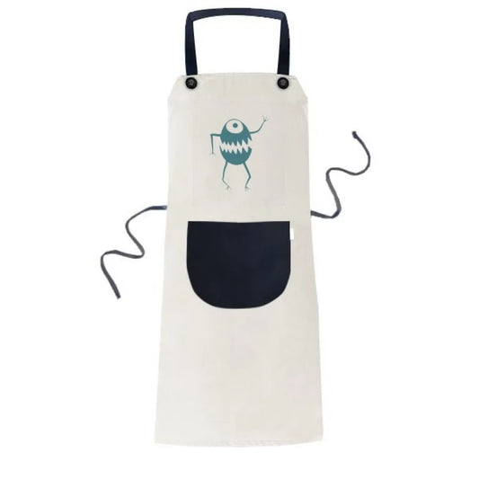 Cyclops Alien Creature Apron Adjustable Bib Cotton Linen BBQ Kitchen Pocket Pinafore