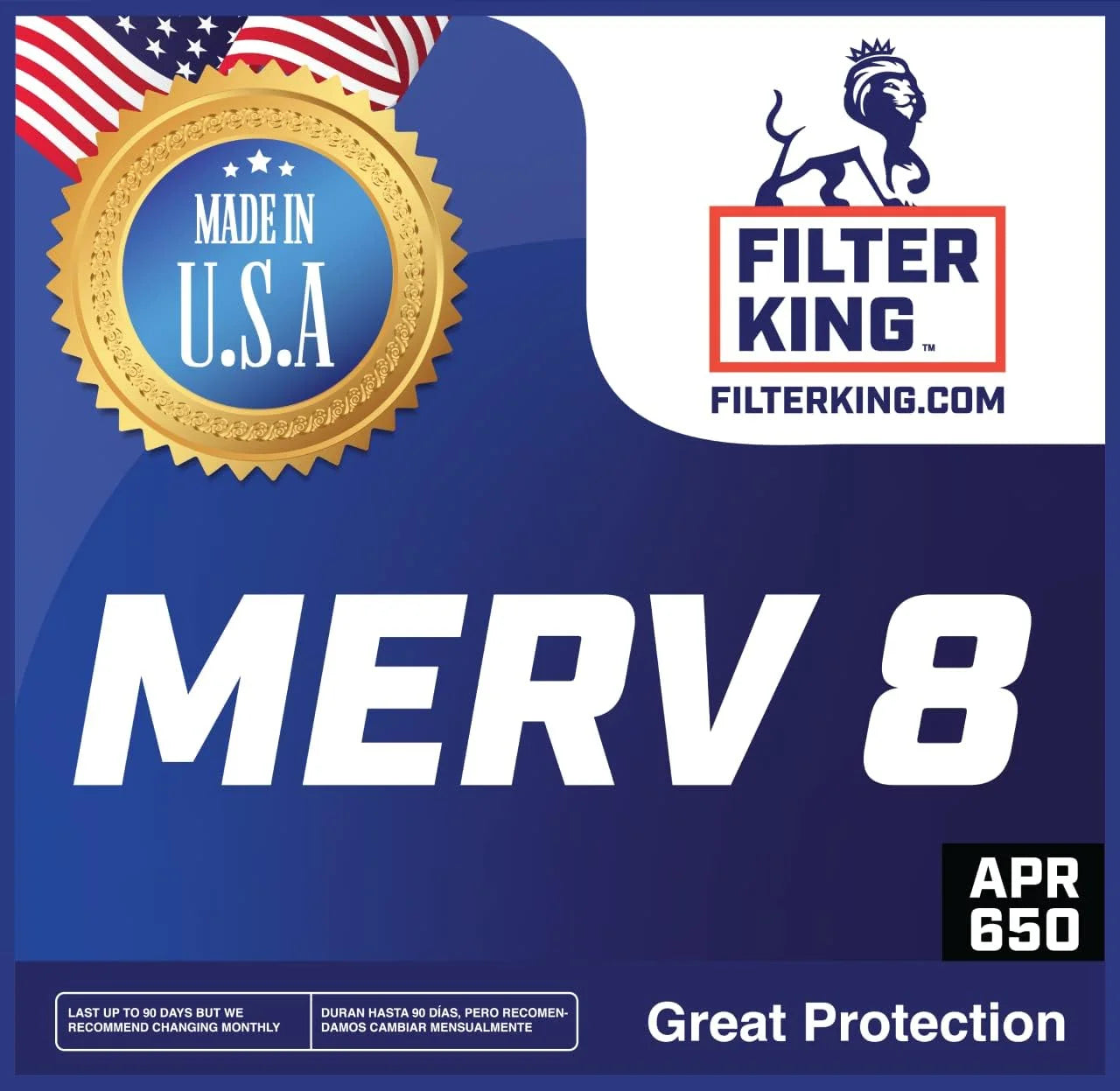 Filter King 8x32x1 Air Filter | 4-PACK | MERV 8 HVAC Pleated A/C Furnace Filters | MADE IN USizeA | Actual Sizeize: 8 x 32 x .75"