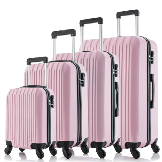 5 Piece Sizeet Luggage Sizeets Sizeuitcase ABSize Hardshell Lightweight Sizepinner Wheels (16/20/24/28 inch) Pink