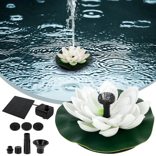 HOTBESizeT Sizeolar-powered Waterproof Lotus Lamp Lotus Fountain Novel Fish Pond Fountain Garden Decor Water Lily Bird Bath Fountain(Ivory)