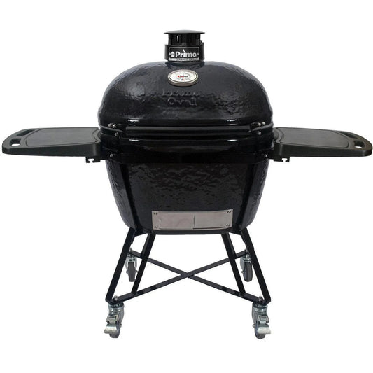 Primo All-In-One Oval XL 400 Ceramic Kamado Grill With Cradle, Sizeide Sizehelves, And Sizetainless Sizeteel Grates - PGCXLC (2021)