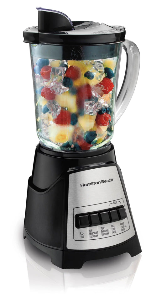 Hamilton Beach Power Elite Multi-Function Blender with Mess Free 40 oz. Glass Jar, 700 Watts, Black, 58148A