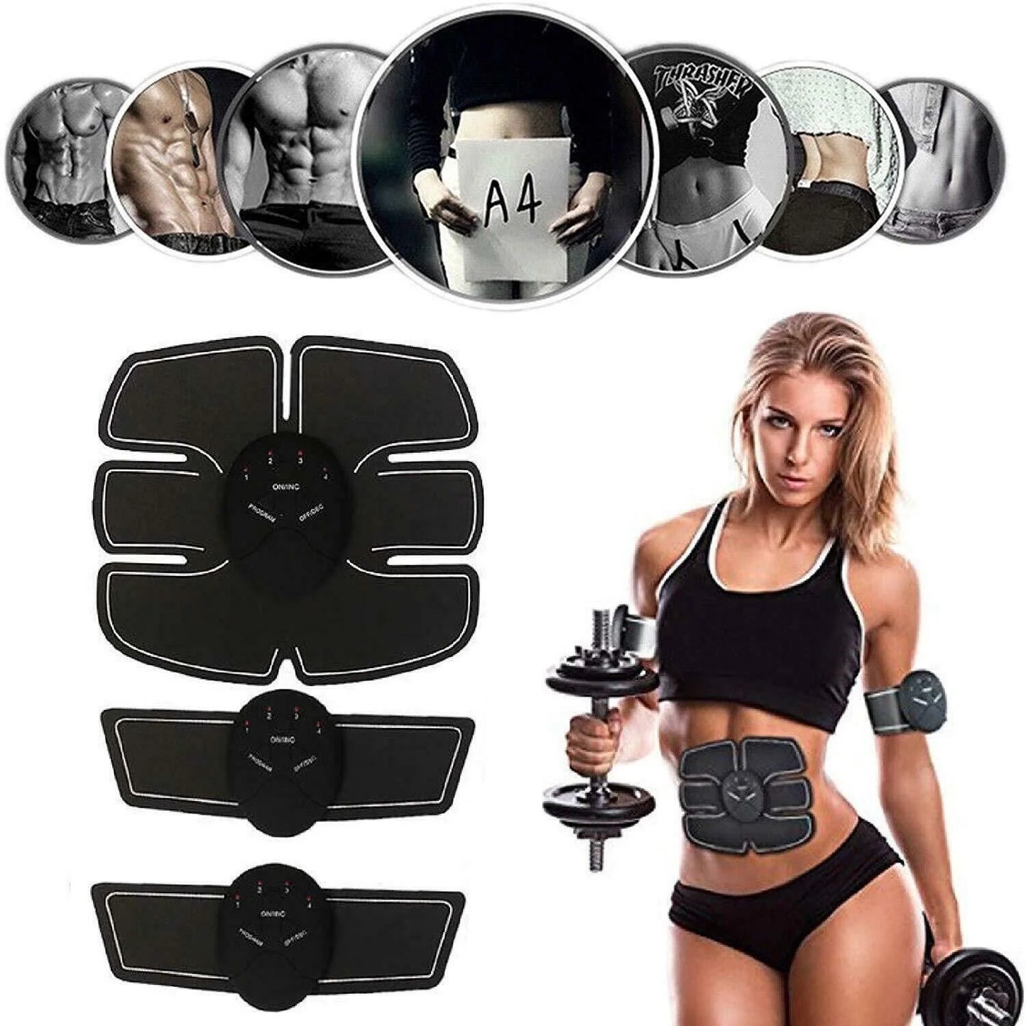 Electric Muscle Toner Fitness Binder Gym Machine ABSize Toning Fat Burner Belt