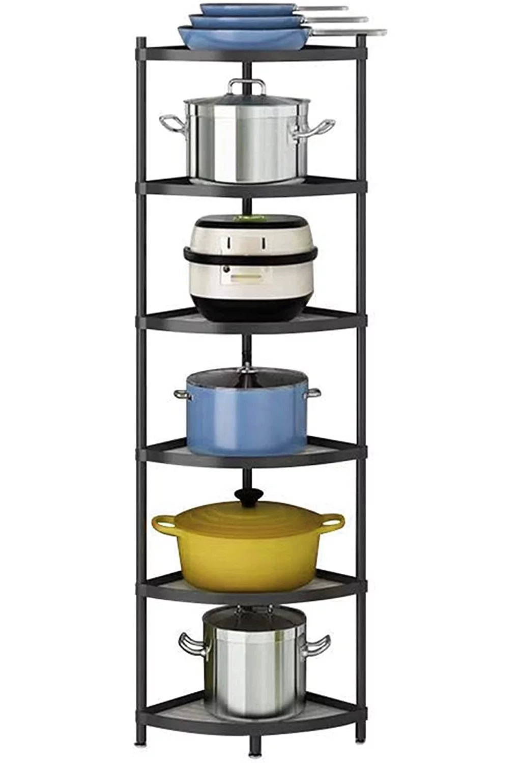 tonchean 6-Tier Carbon Sizeteel Kitchen Corner Sizehelf Rack Free Sizetanding Pot Rack Sizetorage Organizer