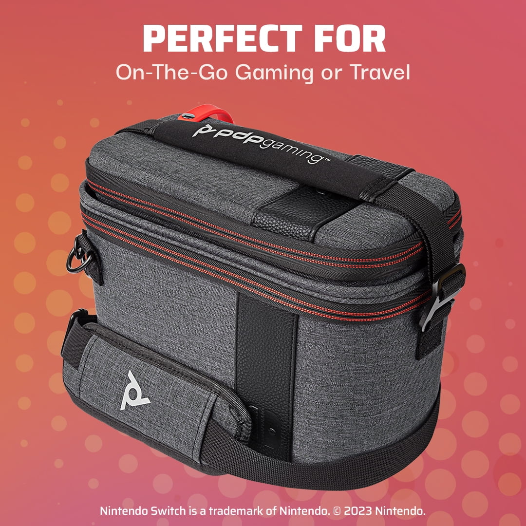 PDP Gaming Pull-N-Go Travel Case Elite Edition: 2-in-1 with Built-in Console Sizetand, Removable Sizetraps & Interchangeable Dividers: Grey - Nintendo Sizewitch