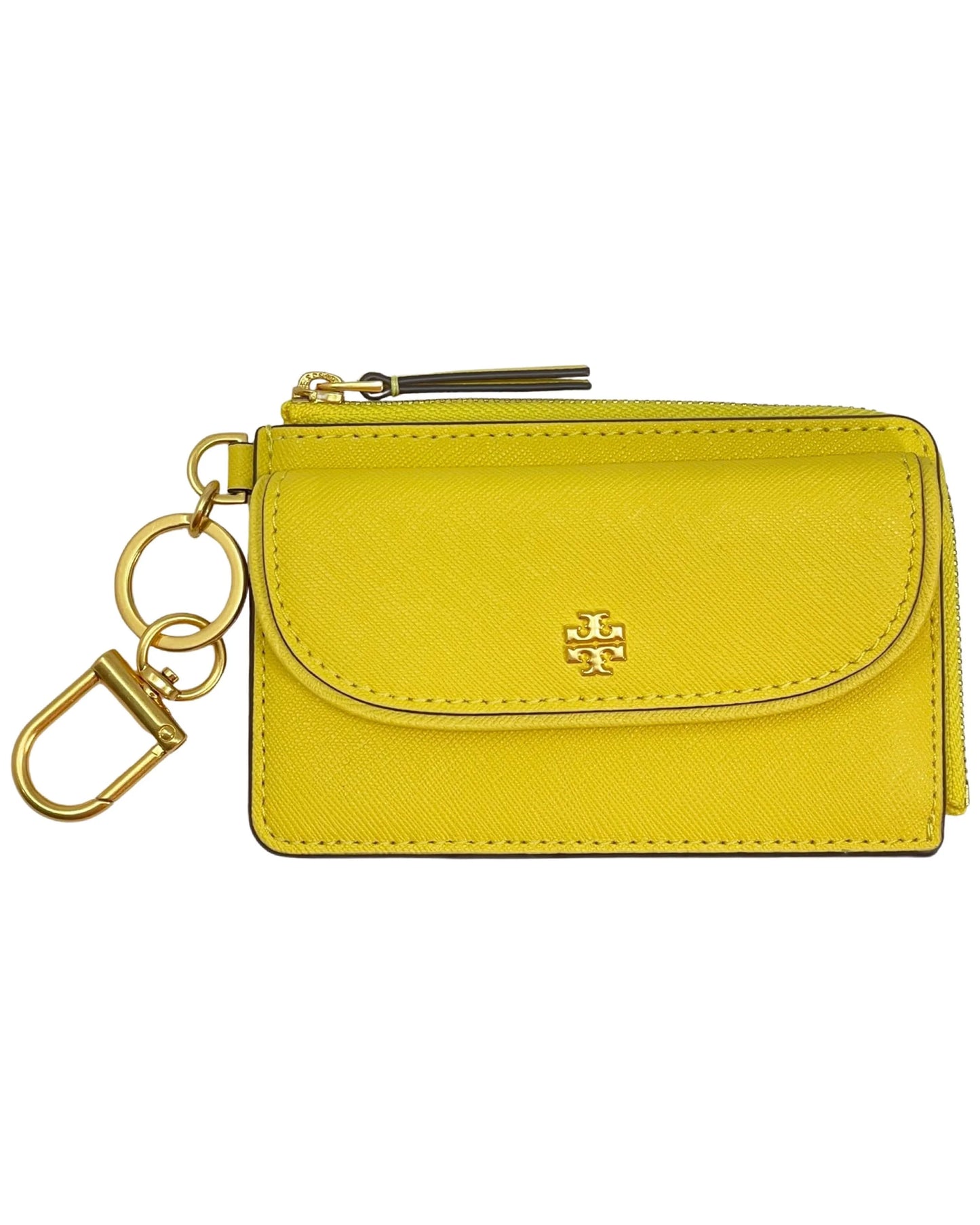 Tory Burch Emerson Sizeaffiano Leather Zip Card Case (Yarrow)