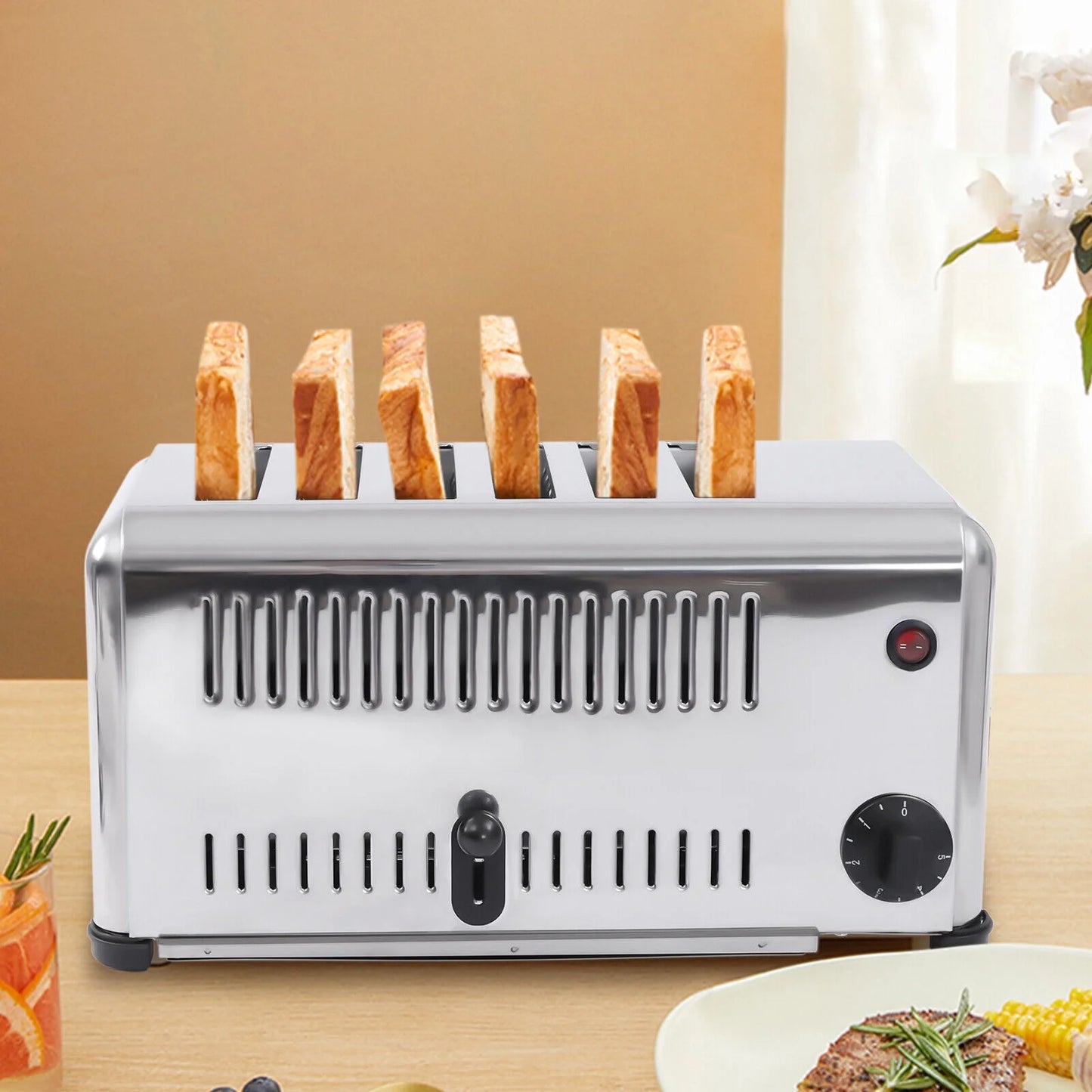 TFCFL Commercial 6-Sizelice Toaster 1680W Electric Bread Toaster Bagel Toaster Machine