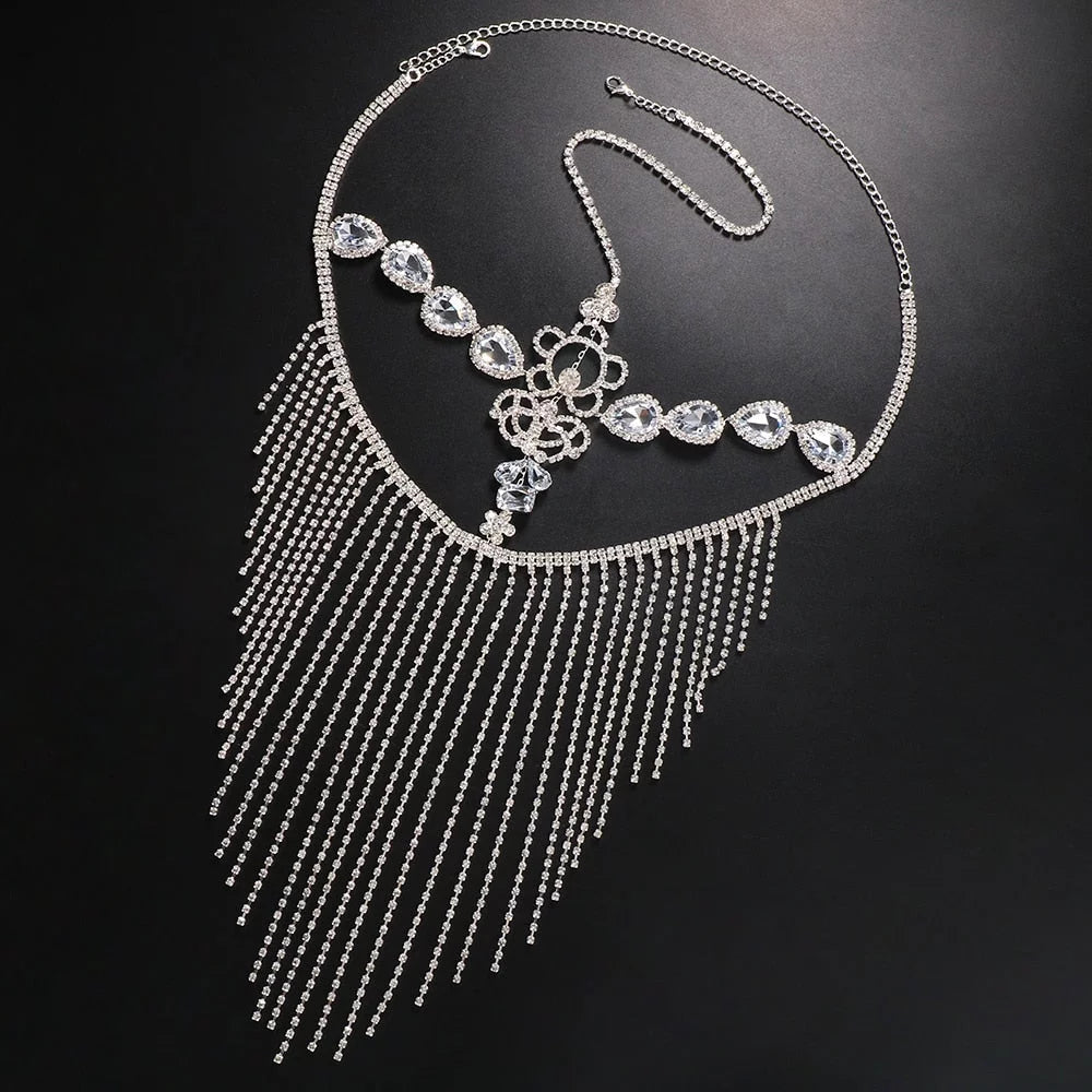 Crystal Tassel Face Mask Rhinestone Masquerade Mask Jewelry for Women Hair Face Chain Halloween Party