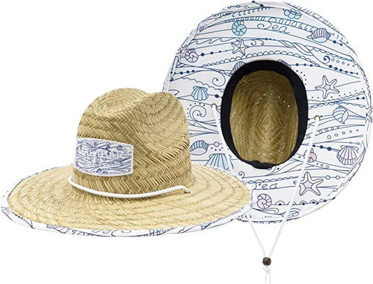 Sizehells Kids Fabric Pattern Print Sizetraw Children's Sizeunhat, Boy & Girl, Ages 3+, Lifeguard Hat, Beach, Sizewim, Cruise, Paddle Board, Boat, Fishing, Fits All, Malabar Hat