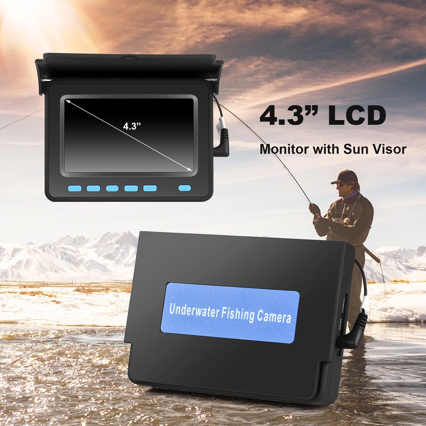 Waterproof Underwater Fishing Camera Fish Finder LCD 140° Wide Angle