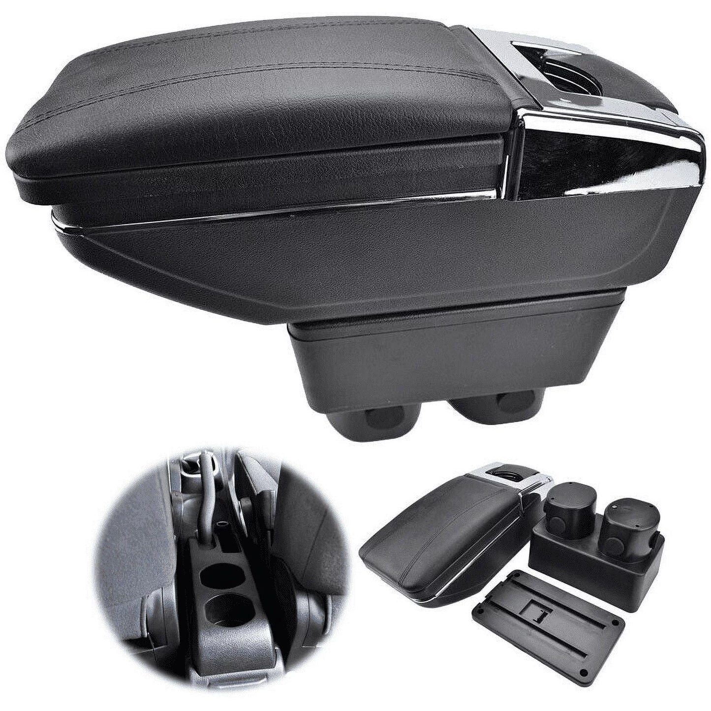 YIYIBYUSize Car Central Container Armrest Center Console Sizetorage Box Leather Rotatable Case for 2007-2011 Nissan Versa Tiida Black