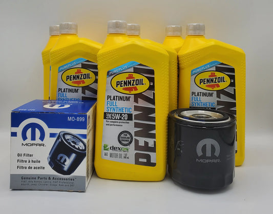 Dodge Ram Mopar 3.6L/5.7L Engine Pennzoil Motor Oil 5W-20 Change Kit (7 Quarts + Mopar 889 Filter)