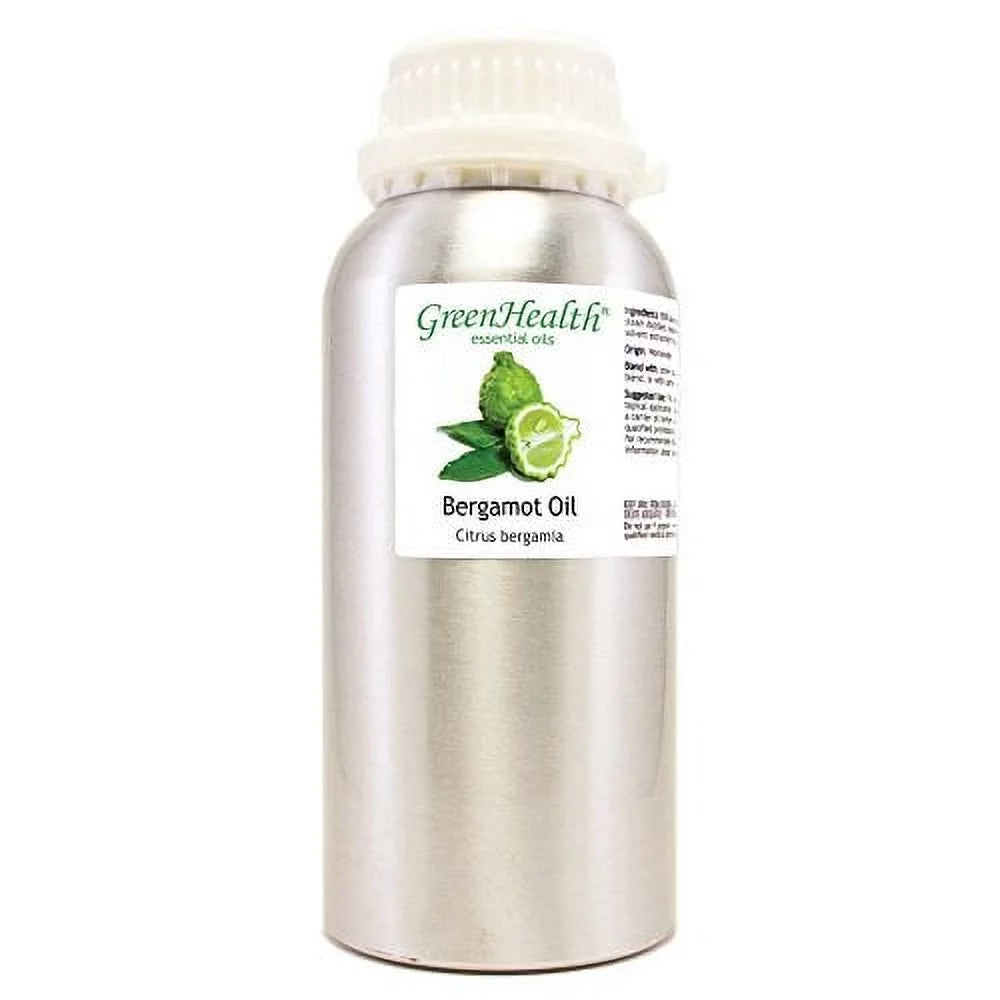 Greenhealth Bergamot 16 fl oz 473 ml Aluminum Bottle w/Plug Cap 100 Pure Essential Oil