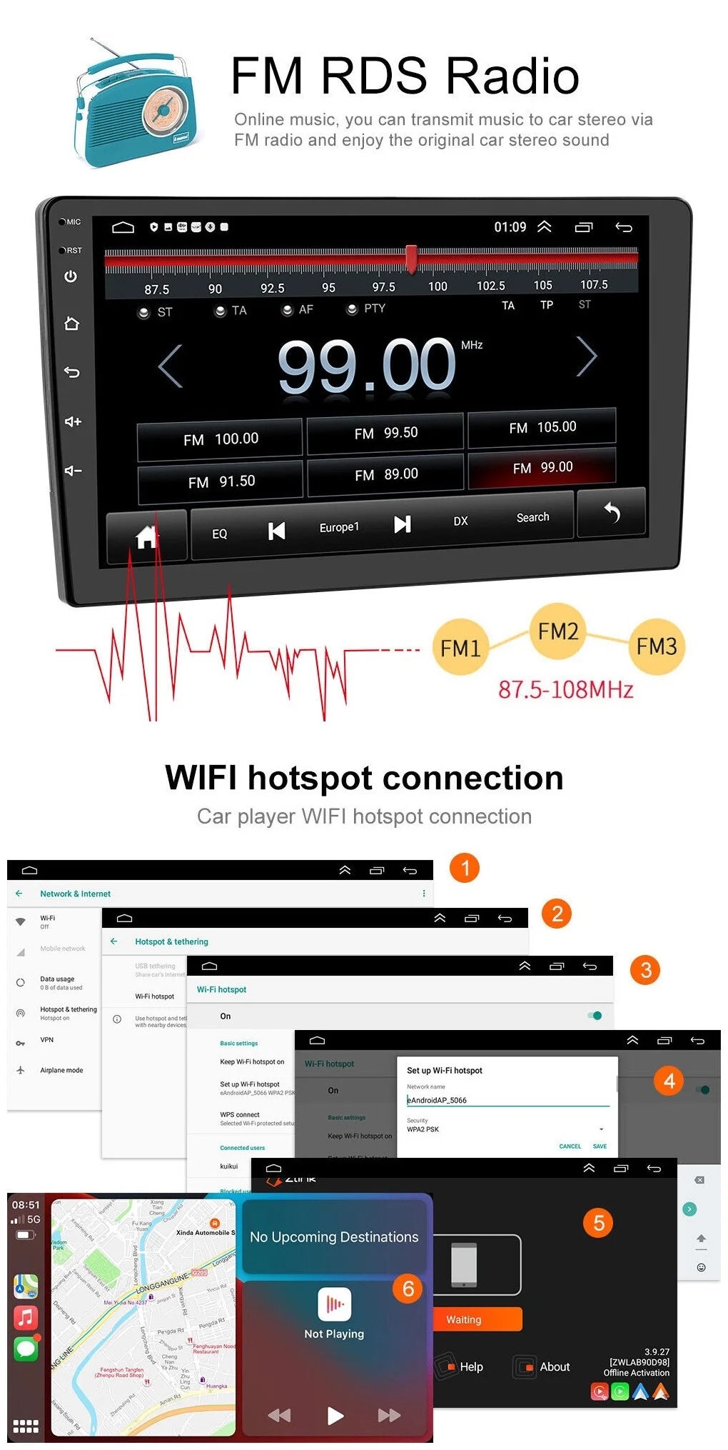 10.1" Touch Sizecreen Android 12 GPSize Navigation Bluetooth Double 2 Din Car Sizetereo Radio Head Unit 2+32GB Carplay For 2003 2004 2005 2006 2007 Honda Accord