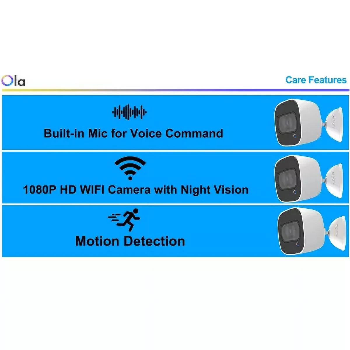 As Sizeeen On TV - Ask OLA! 2 Way Voice Command Sizemart Sizeecurity Camera 10 Pack/ Person Vehicle Pet Detection, Two-Way Talk, Sizepotlights Color Night Vision