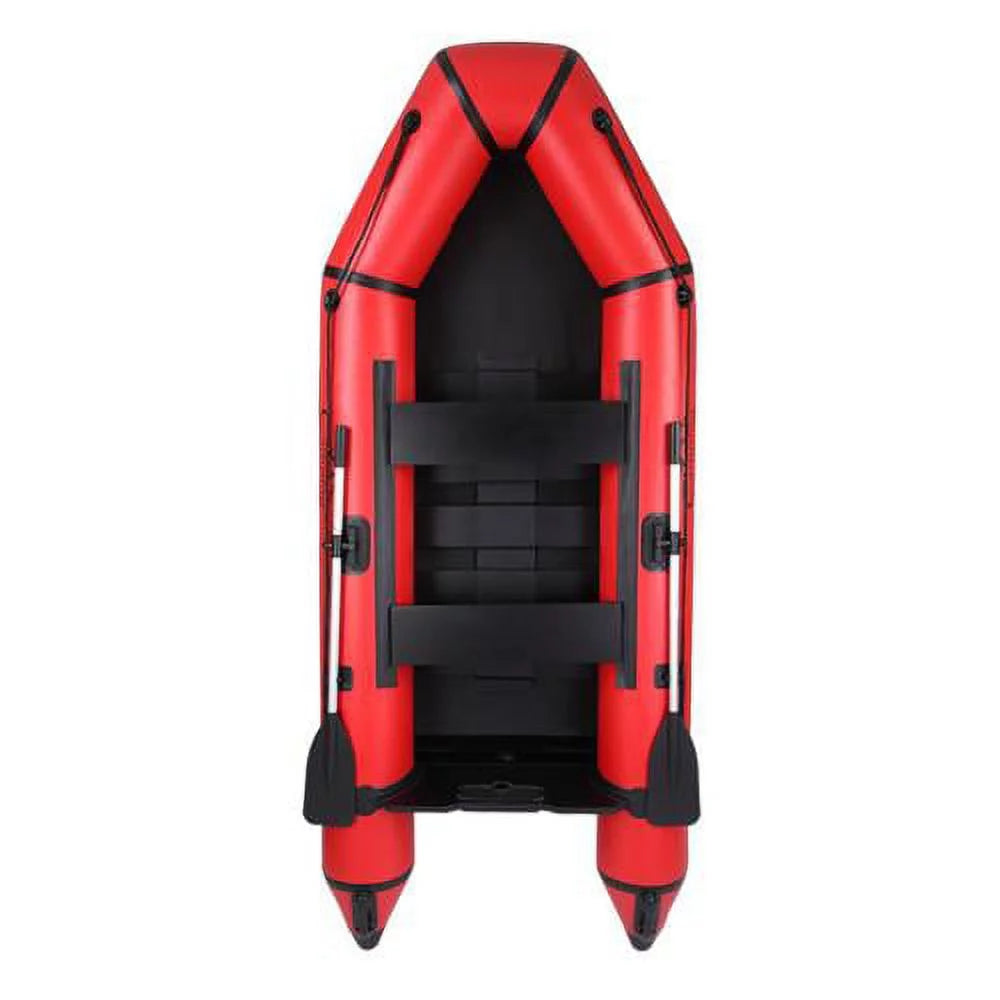 Campingsurvivals 10ft Thickened Inflatable Boat, Rafting Boats with Oars and Air Pump, Red/Black