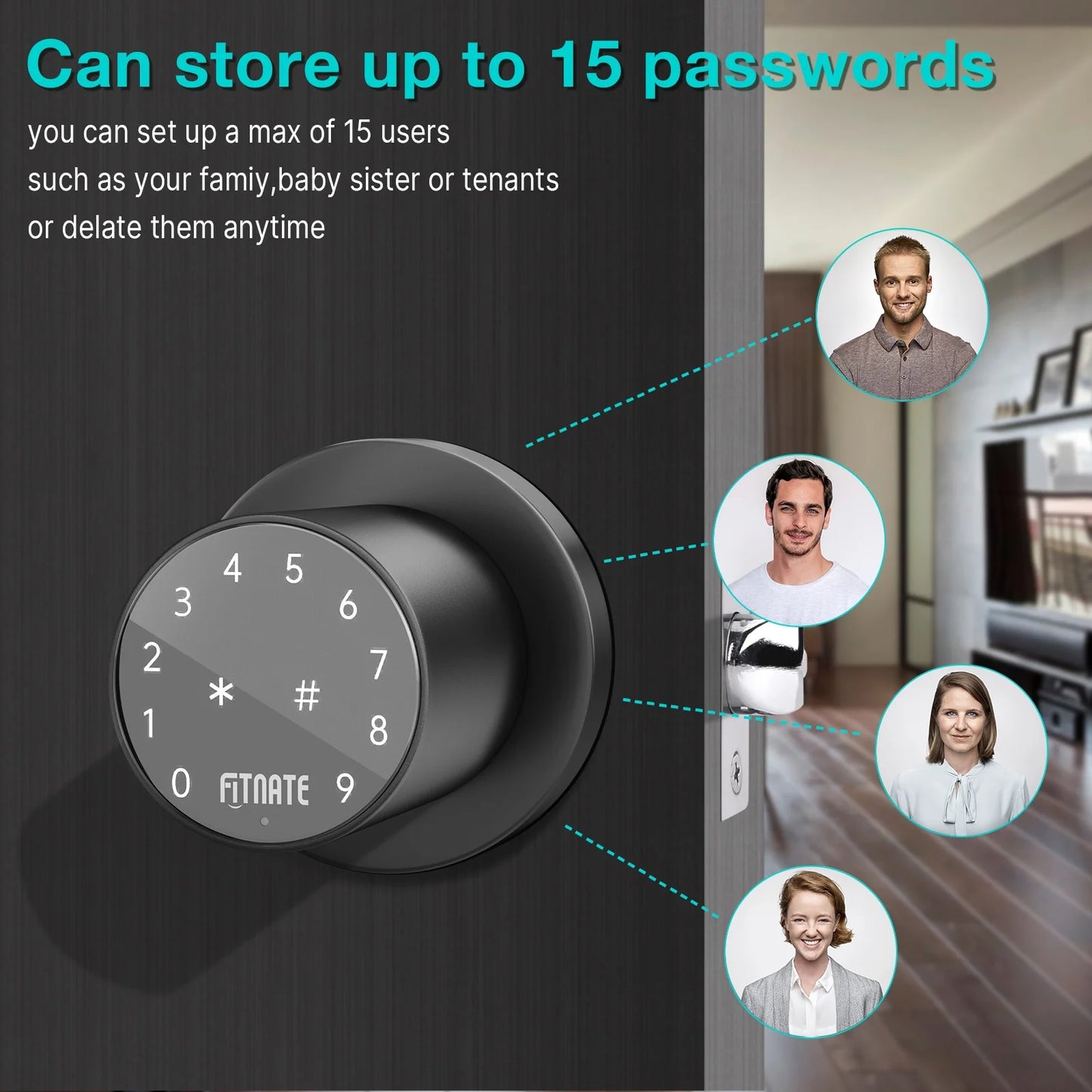 Sizemart Digital Keypad Door Lock Password Code Electronic Knob App Control