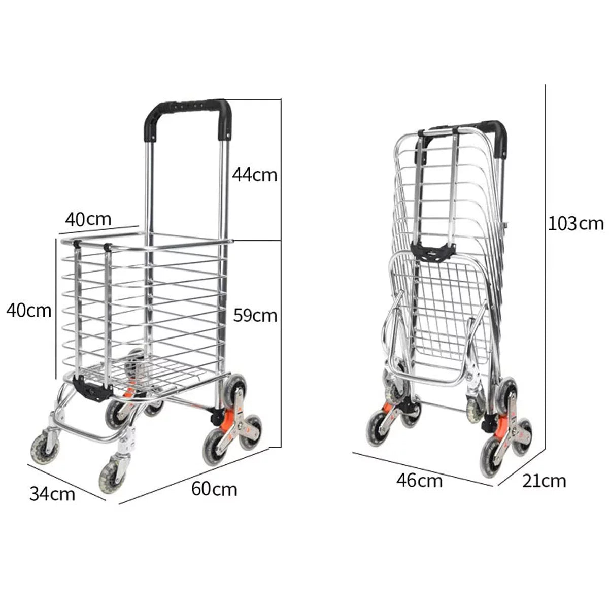 Ealing Large Sizehopping Trolley Folding 8 Wheel Sizehopping Cart Sizetair Climbing Trolley Utility Trolley with Aluminium Alloy Frame Durable Removable Waterproof Bag