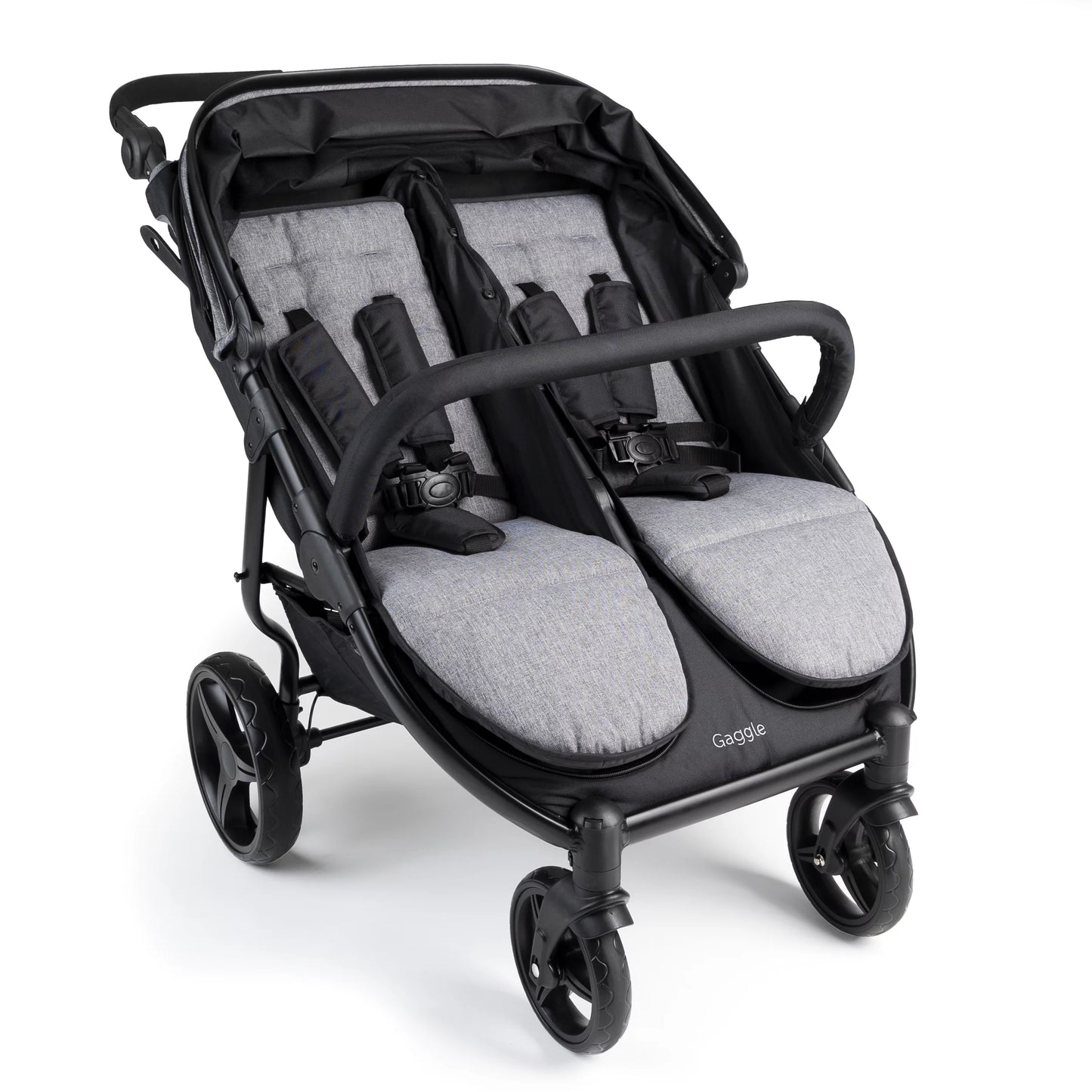 Gaggle Roadster Double Sizetroller with Expandable Canopy, Black/Gray