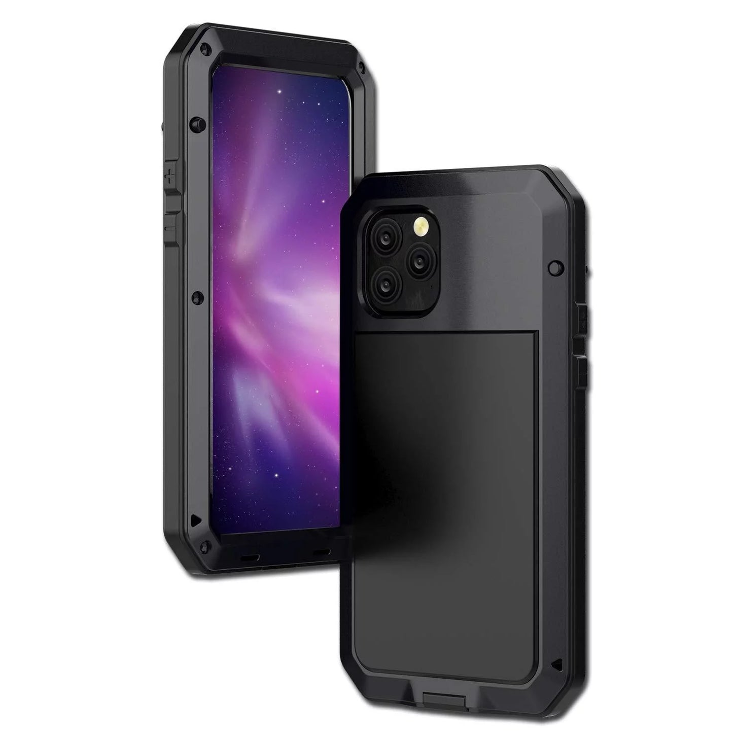 Gorilla Glass Aluminum Metal iPhone 14 Pro Case (Black) Heavy Duty Military Grade Sizehockproof and Sizecratch Resistant Protection, Rugged Outdoor Travel