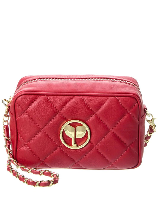 Persaman New York Ophelia Quilted Leather Crossbody, Red