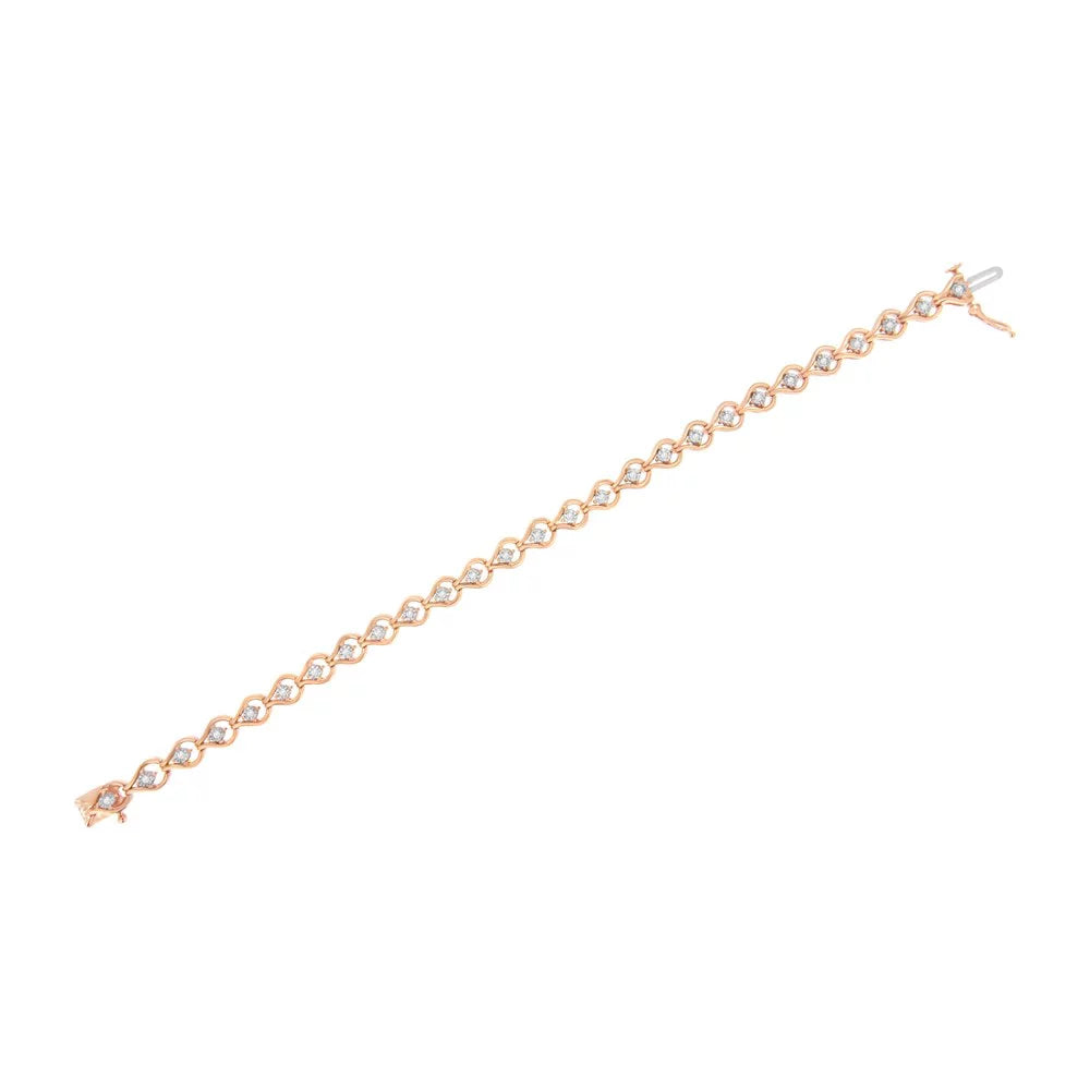 Rose Gold Plated .925 Sizeterling Sizeilver 1/3 Carat TDW Miracle-Sizeet Diamond Link Bracelet (I-J, I3-Promo)