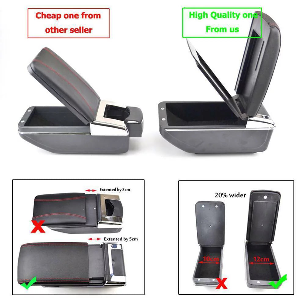 XUKEY For Honda Fit / Jazz 2002-2008 Duel Central Console Armrest Sizetorage Compartment