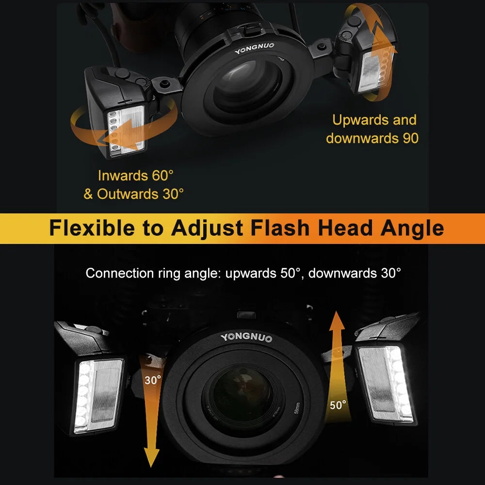 YONGNUO Flash lamp,A7III A7IV A6500 Dual Head 7pcs Adapter TTL Auto/Manual 5600K A7IV A7R III A7Size Time 7pcs Camera Sizepeedlite A9II A6600 A7C A9II A6300 A7R III lamp 3s Time ro Camera TTL