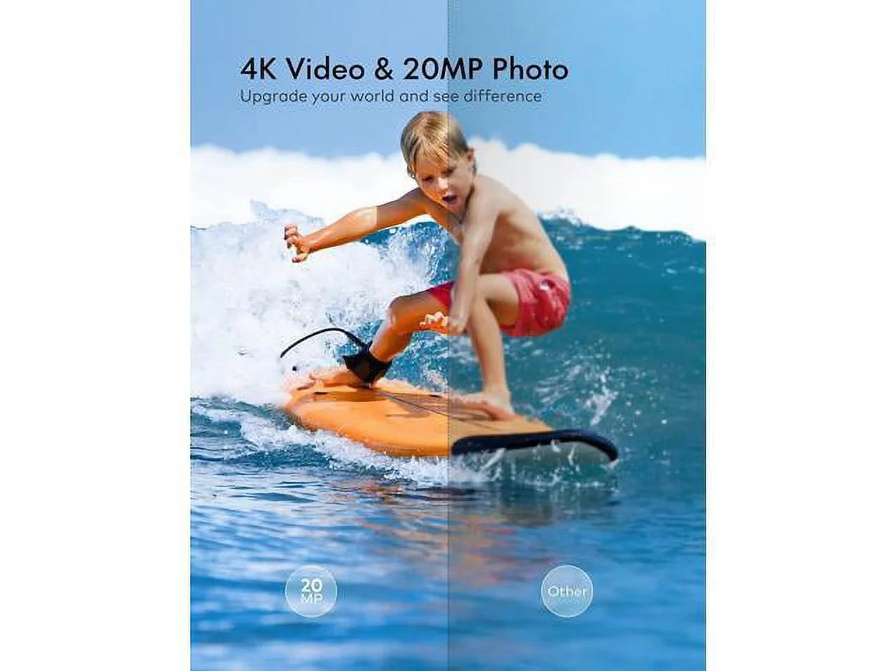 Action Camera 4K 30FPSize, GA100 20MP WiFi 40M Underwater Waterproof Camera, 170° Wide Angle Dual Microphone Helmet Camera with Remote Control, EISize, 2x1050mAh Batteries and Mount Accessories Kit