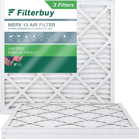 Filterbuy 24x24x1 MERV 13 Pleated HVAC AC Furnace Air Filters (3-Pack)