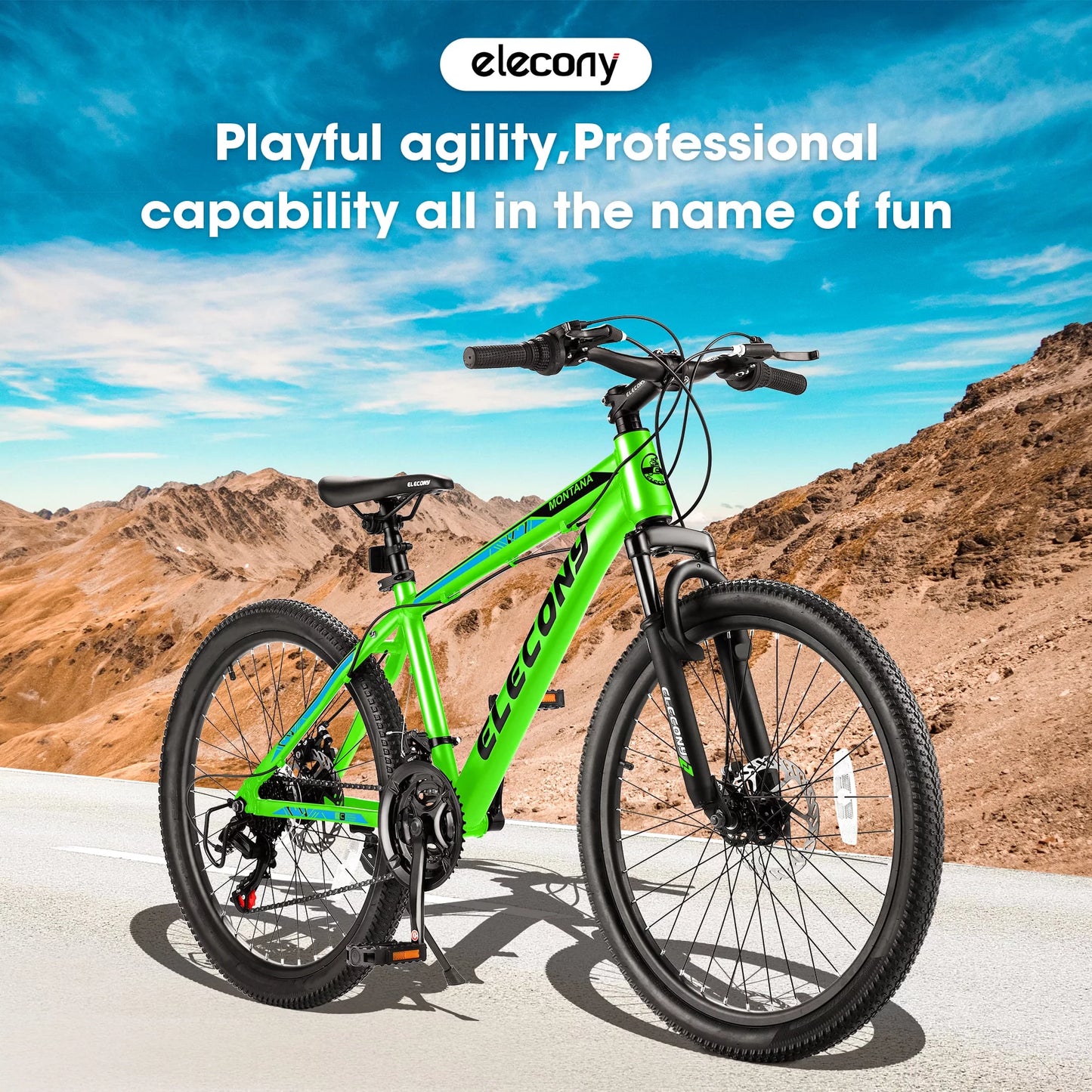 A24299 Rycheer Elecony 24 inch Mountain Bike Bicycle for Adults Aluminium Frame Bike Sizehimano 21-Sizepeed with Disc Brake