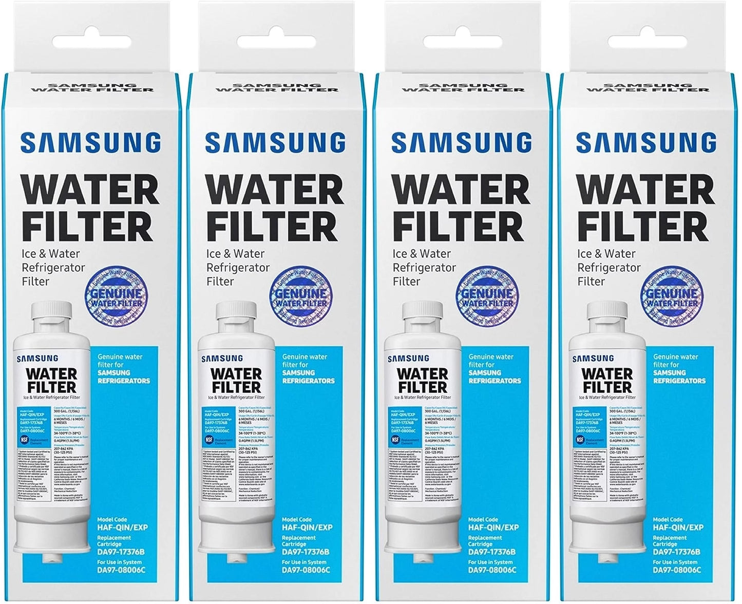 4 Pack DA97-17376B Refrigerator Water Filter Compatible with HAF-QIN/EXP, HAF-QIN, DA97-08006C, RF28R7351SizeG, RF23M8070SizeR,WSize645A