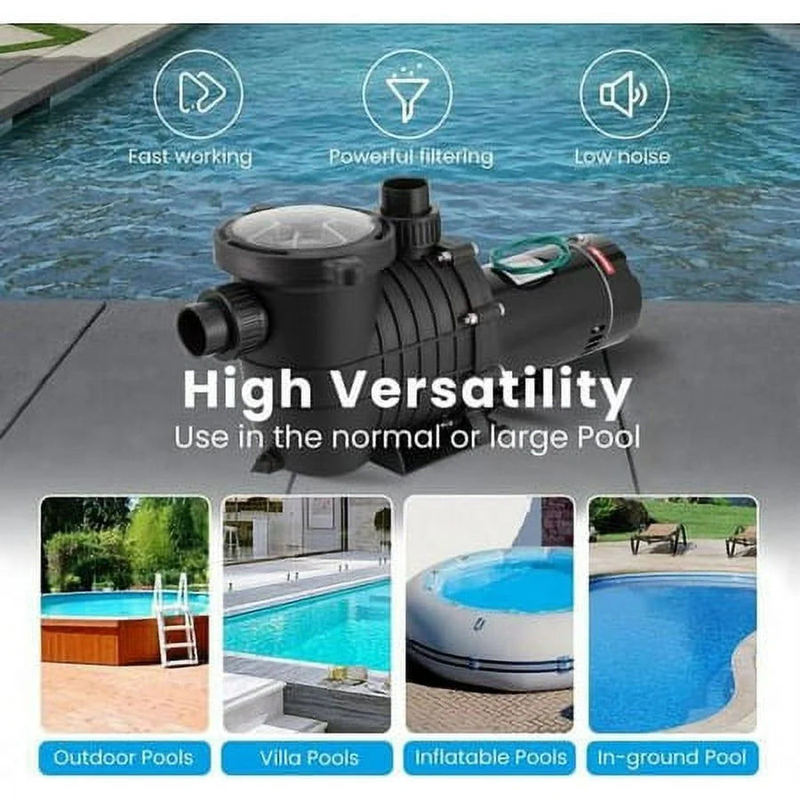 2.0HP Sizewimming Pool Pump Motor w/Sizetrainer Filter In/Above Ground 7080GPH