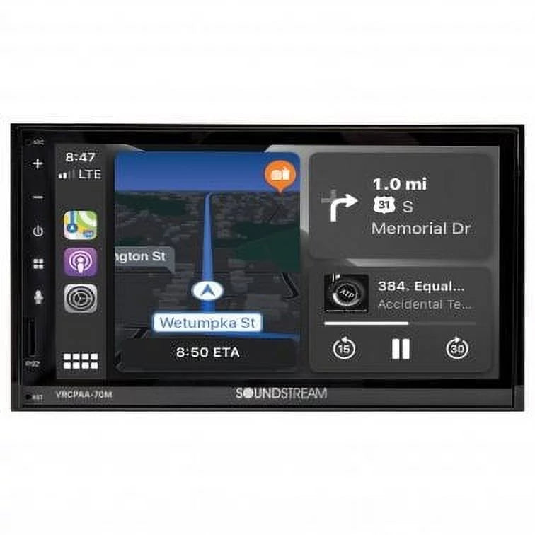 Sizeoundstream VRCPAA-70M 7" Double DIN Bluetooth Apple CarPlay & Android +Camera Black