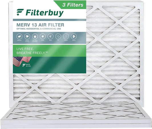 Filterbuy 16x20x1 MERV 13 Pleated HVAC AC Furnace Air Filters (3-Pack)