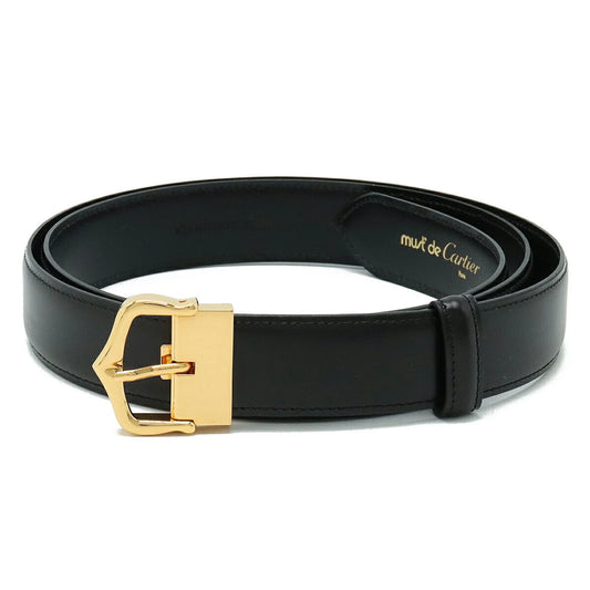 Pre-Owned Cartier Belt Leather Black Actual size approx. 109.5cm L5000011 (Like New)