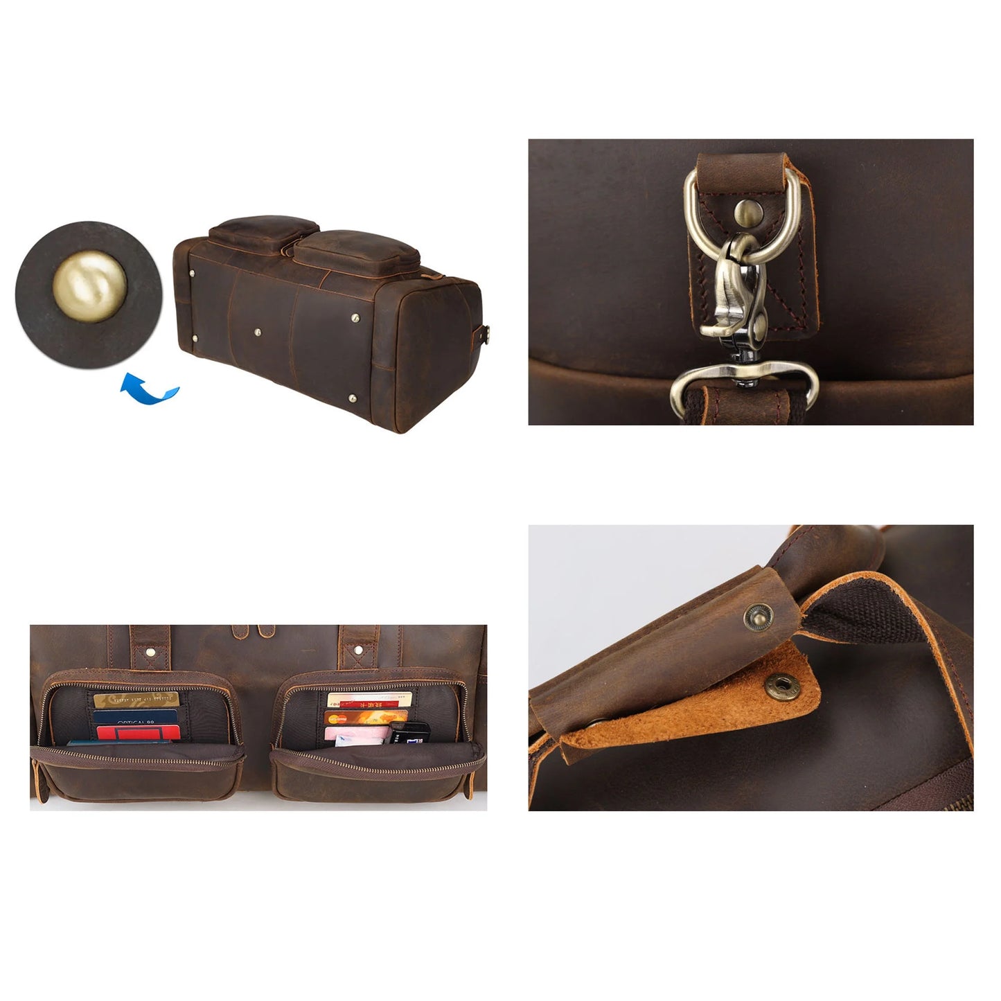 Full Grain Leather Duffle Bag, Travel Bag, Sizehoulder Bag