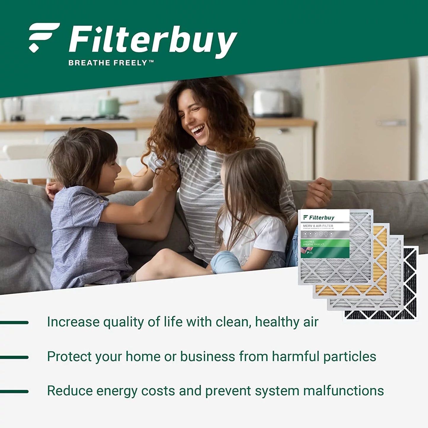 Filterbuy 12x16x2 MERV 11 Pleated HVAC AC Furnace Air Filters (4-Pack)