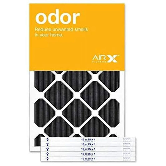 Airx ODOR 16X25x1 MERV 8 Carbon Pleated Air Filter - Made In The - Box Of 6