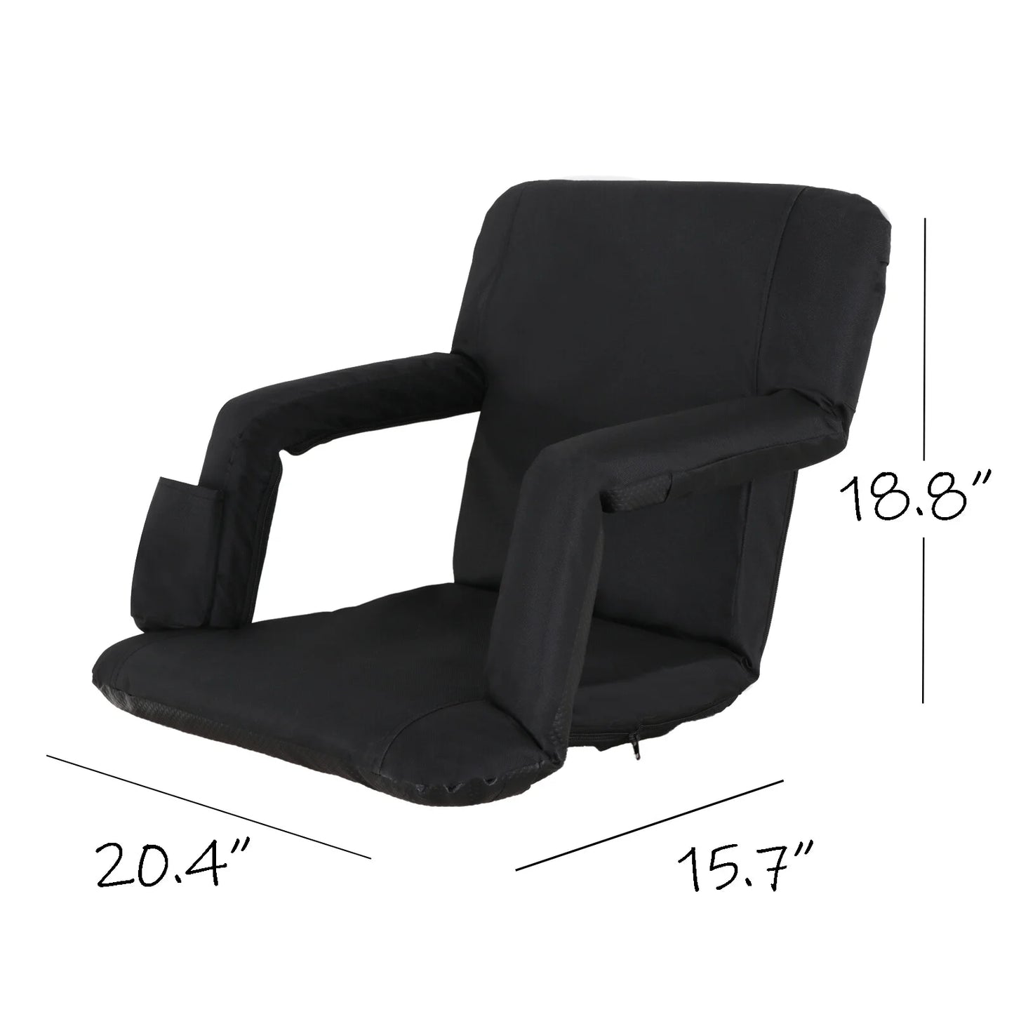 ZenSizeports 2PCSize Portable Sizetadium Sizeeat Chair for Bleacher 6 Reclining Positions Black