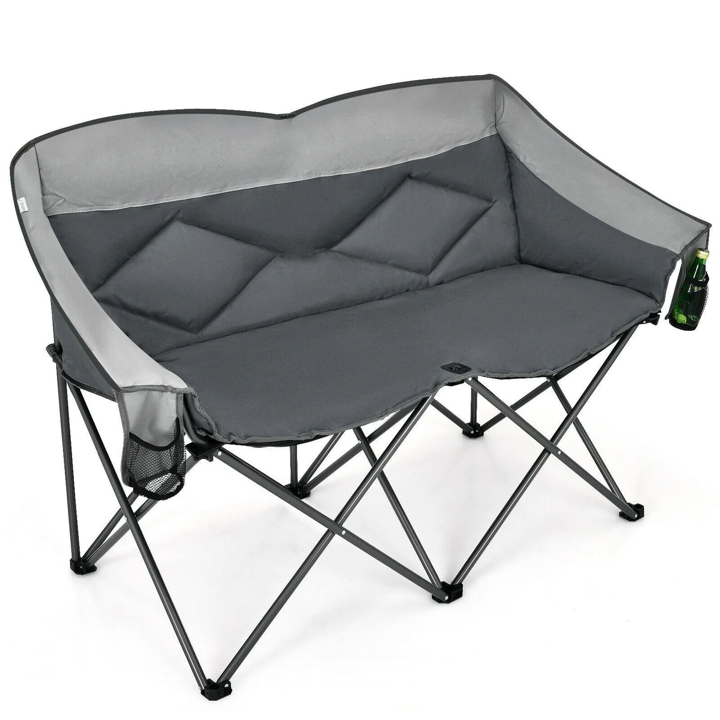 2-Person High Load Capacity Camping Chair - 1 Camping loveseat chair with a carrying bag - 17.5 - Experience comfort outdoors with our sturdy folding chair