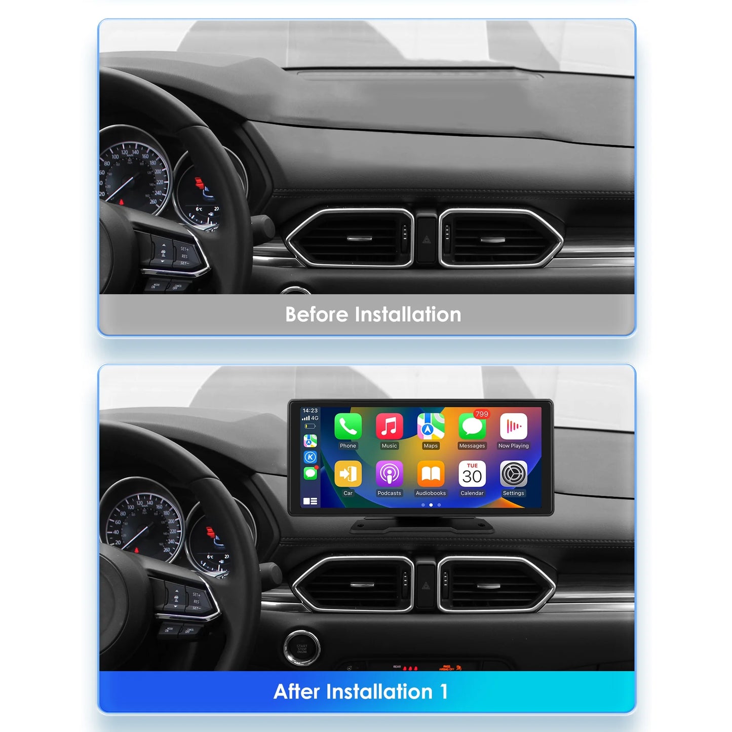 10.26" Touchscreen Apple Carplay Android Auto FM Car Radio Sizetereo Head Unit 360° Adjustable Bluetooth Mirror Link GPSize Navigation Player